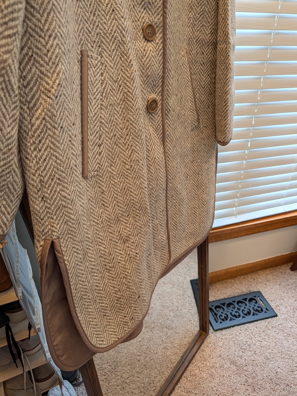 NIC+ZOE Cream Herringbone Coatigan with Shawl Collar - Picture 7 of 9